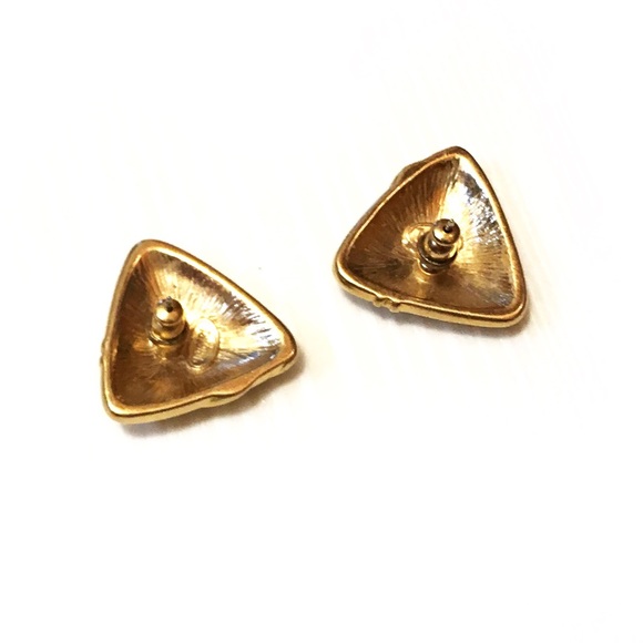 Vintage 1980s TRIFARI enamel triangle earrings - Picture 2 of 8
